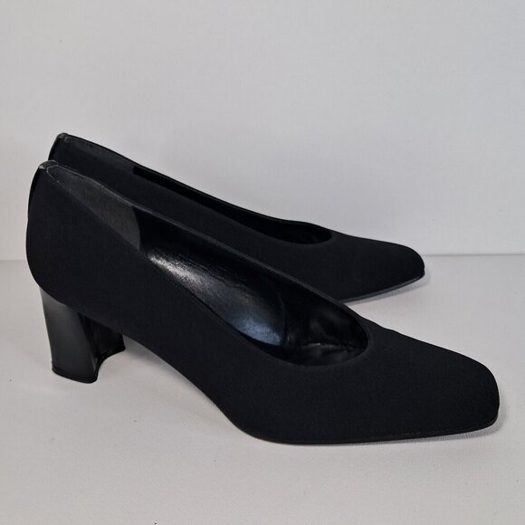 Stuart Weitzman Black Slip-On Block Heel Pumps Size 8B - Picture 1 of 13